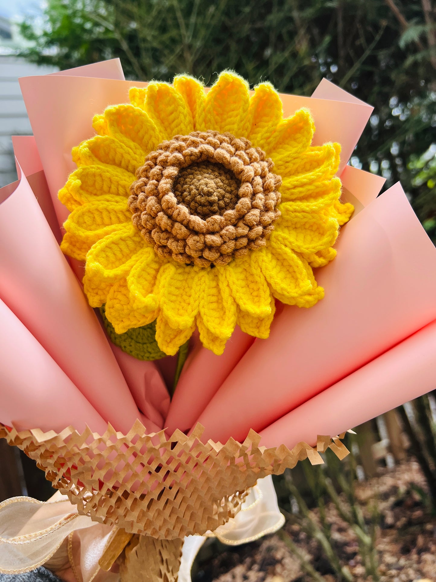 Crochet sunflower bouquet, crochet flower, crochet gift, wedding decoration, birthday anniversary gift