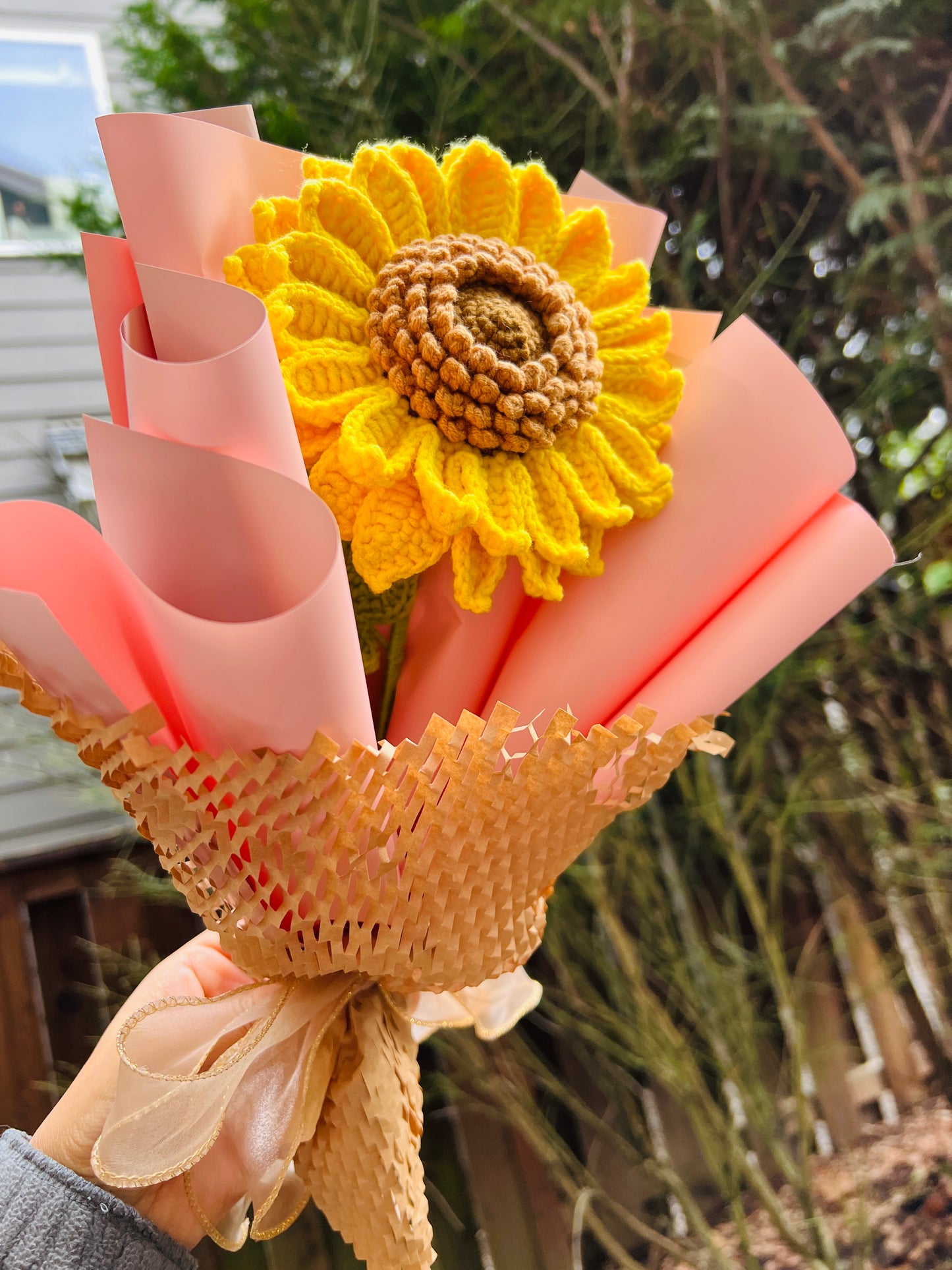 Crochet sunflower bouquet, crochet flower, crochet gift, wedding decoration, birthday anniversary gift