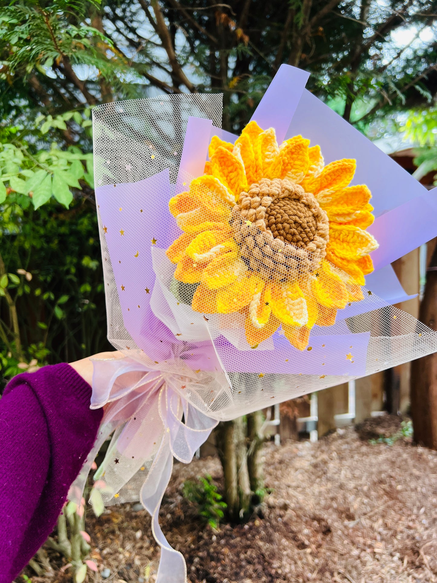 Crochet sunflower bouquet, crochet flower, crochet gift, wedding decoration, birthday anniversary gift