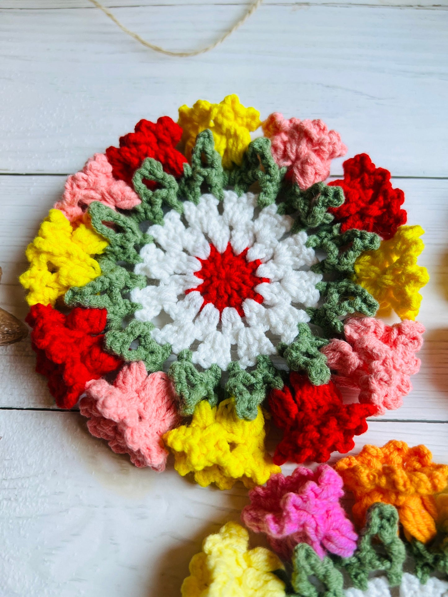 Flower shaped Crochet Coaster,Mother’s Day gift, Lily of Valley Woven Coasters, floral Crochet, Coffee Mug Coaster, Handmade Table Decor