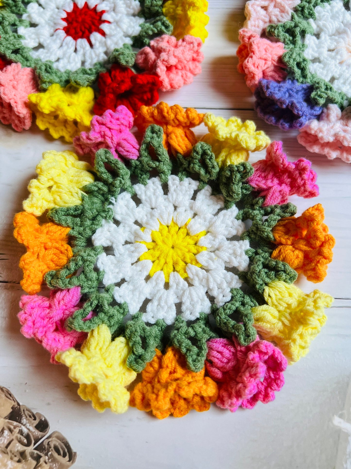 Flower shaped Crochet Coaster,Mother’s Day gift, Lily of Valley Woven Coasters, floral Crochet, Coffee Mug Coaster, Handmade Table Decor