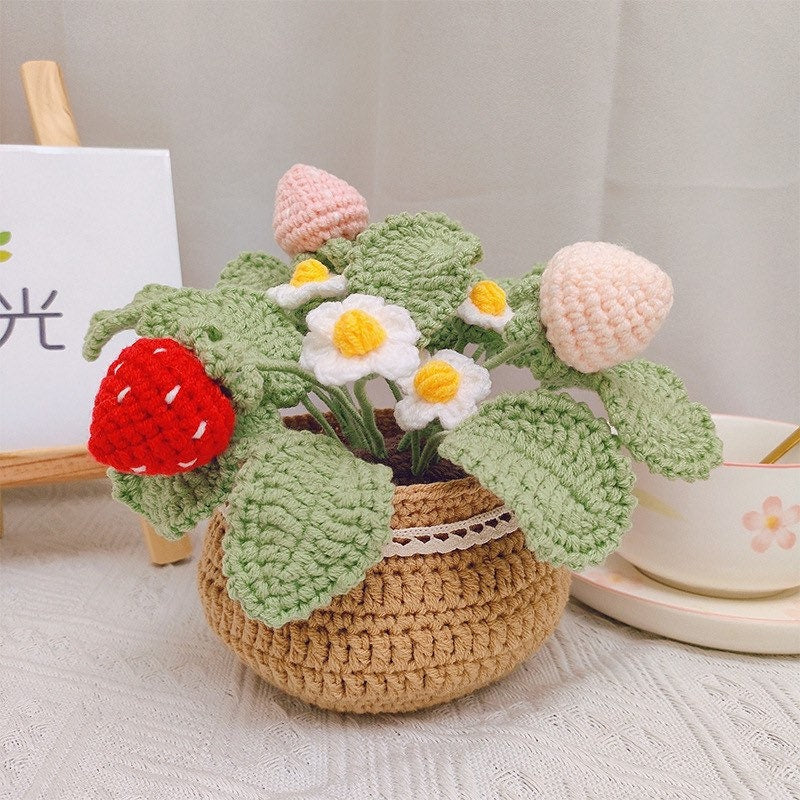 Crochet flower pot,special gift,knitting unique gift, crochet tulip, rose,Birthday gift, Anniversery gift, ready to ship