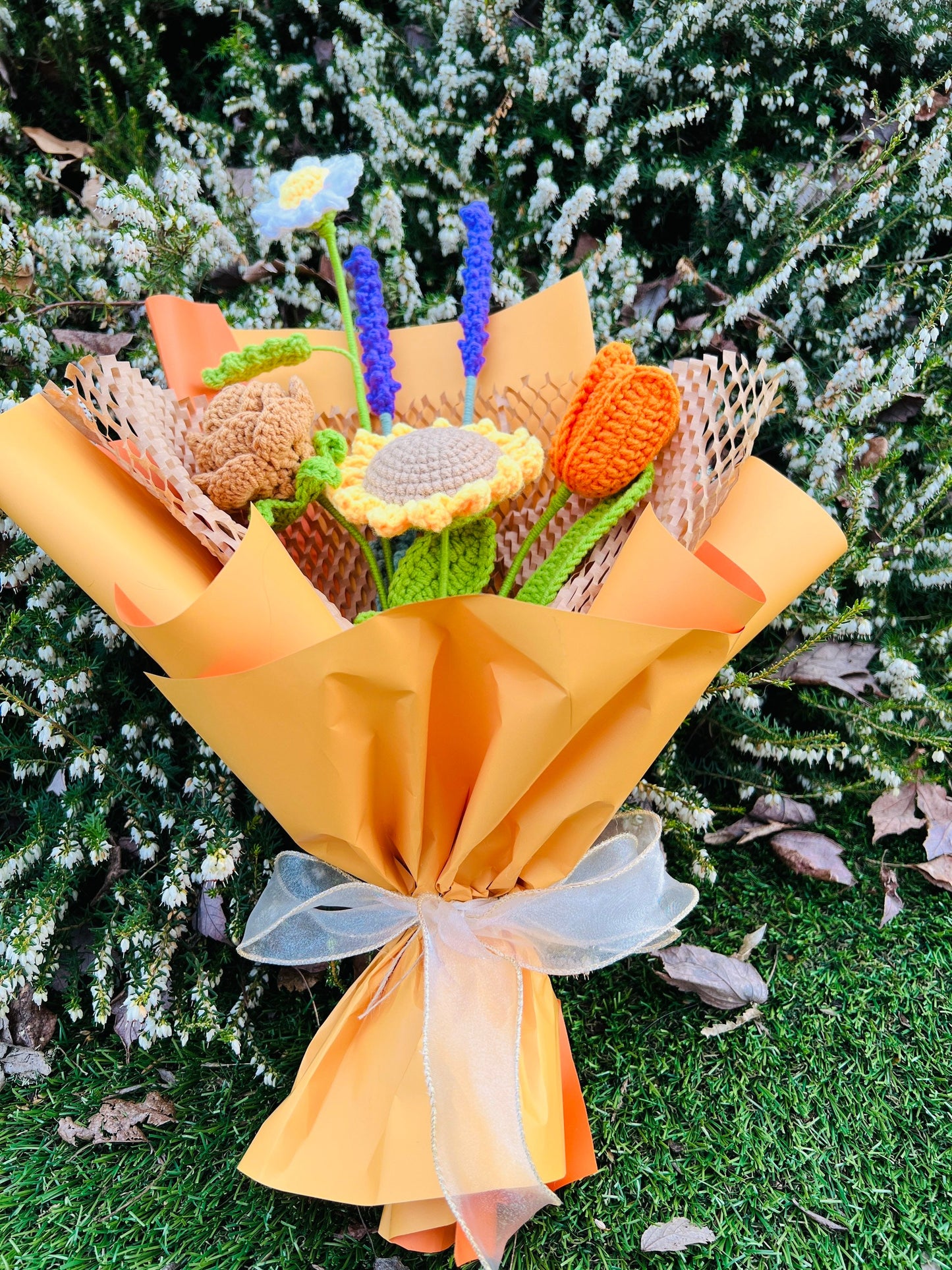 Crochet flowers bouquet,mother’s Day gift, sunflower daisies tulip rose, gift for her, handmade flower, anniversary, birthday, wedding gi