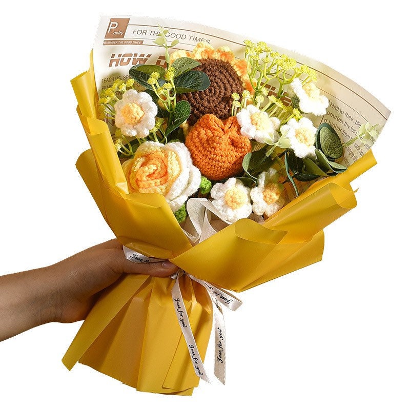 Crochet flowers bouquets, handmade sunflower roses tulips ,gift for her, anniversary gifts, birthday gift, wedding flowers,special gift