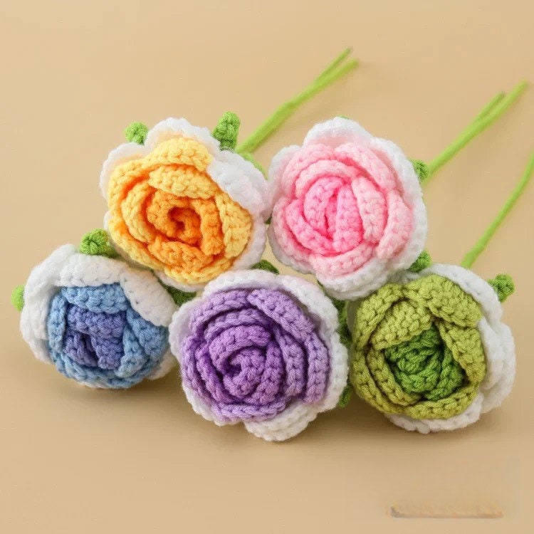 Crochet flowers, handmade Crochet Rose Bouquets,Birthday Gift crochet rose,anniversary gift, wedding flowers