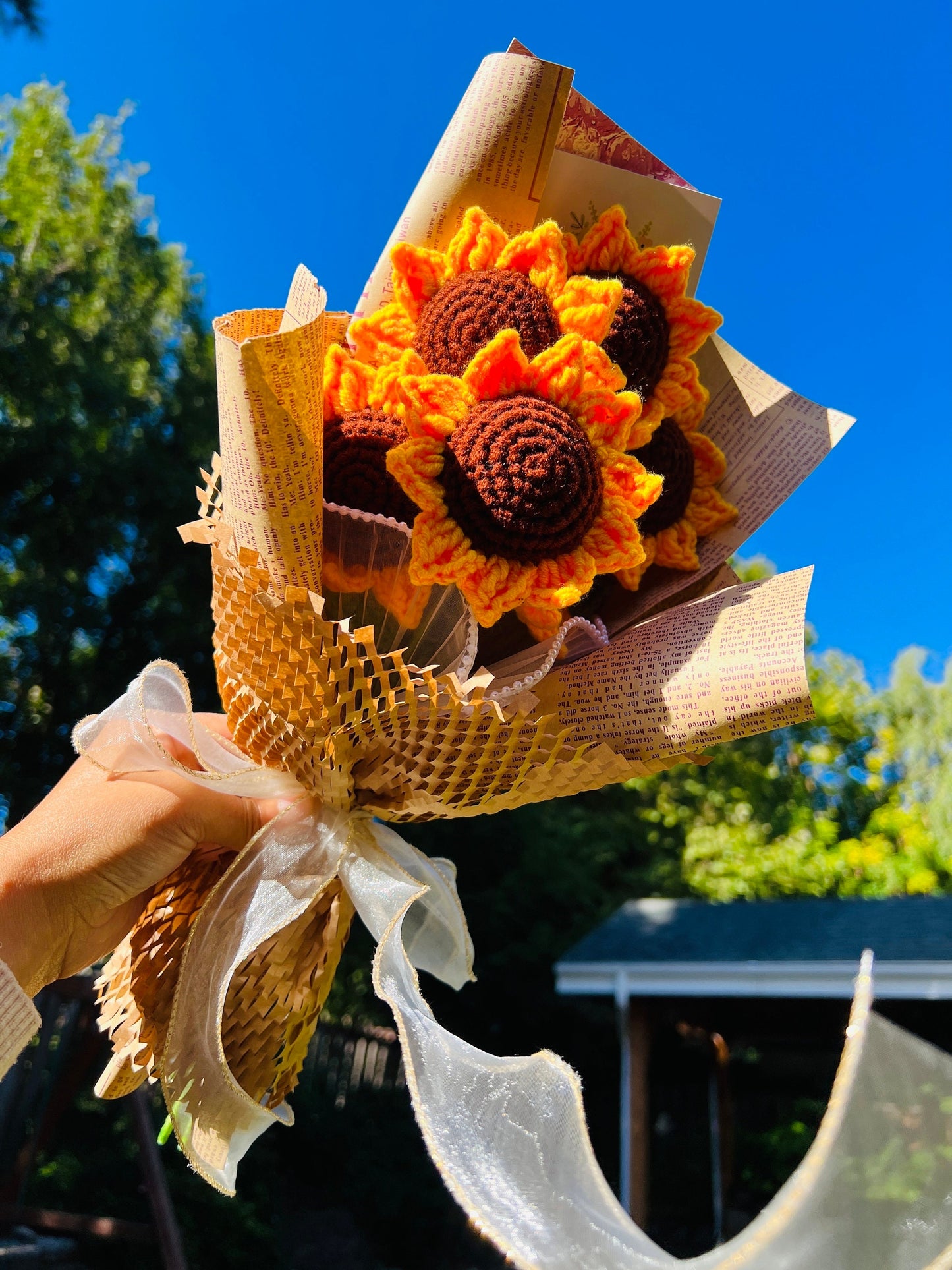 Handmade knitted sunflower bouquet, Crochet Sunflower Bouquet, Crocheted Flowers, Gift for her, new year gift, special gift,Mother’s Day gif