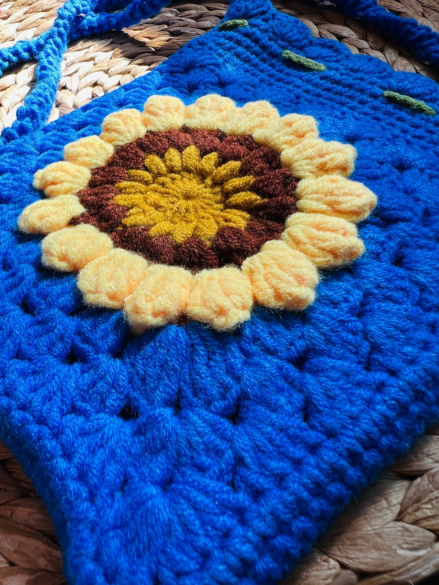 Crochet sun flowers crossbody Bag,Handmade flowers Bag,Knitted sun flowers Bag,crochet purse crossbody bagsready to ship, gift for her