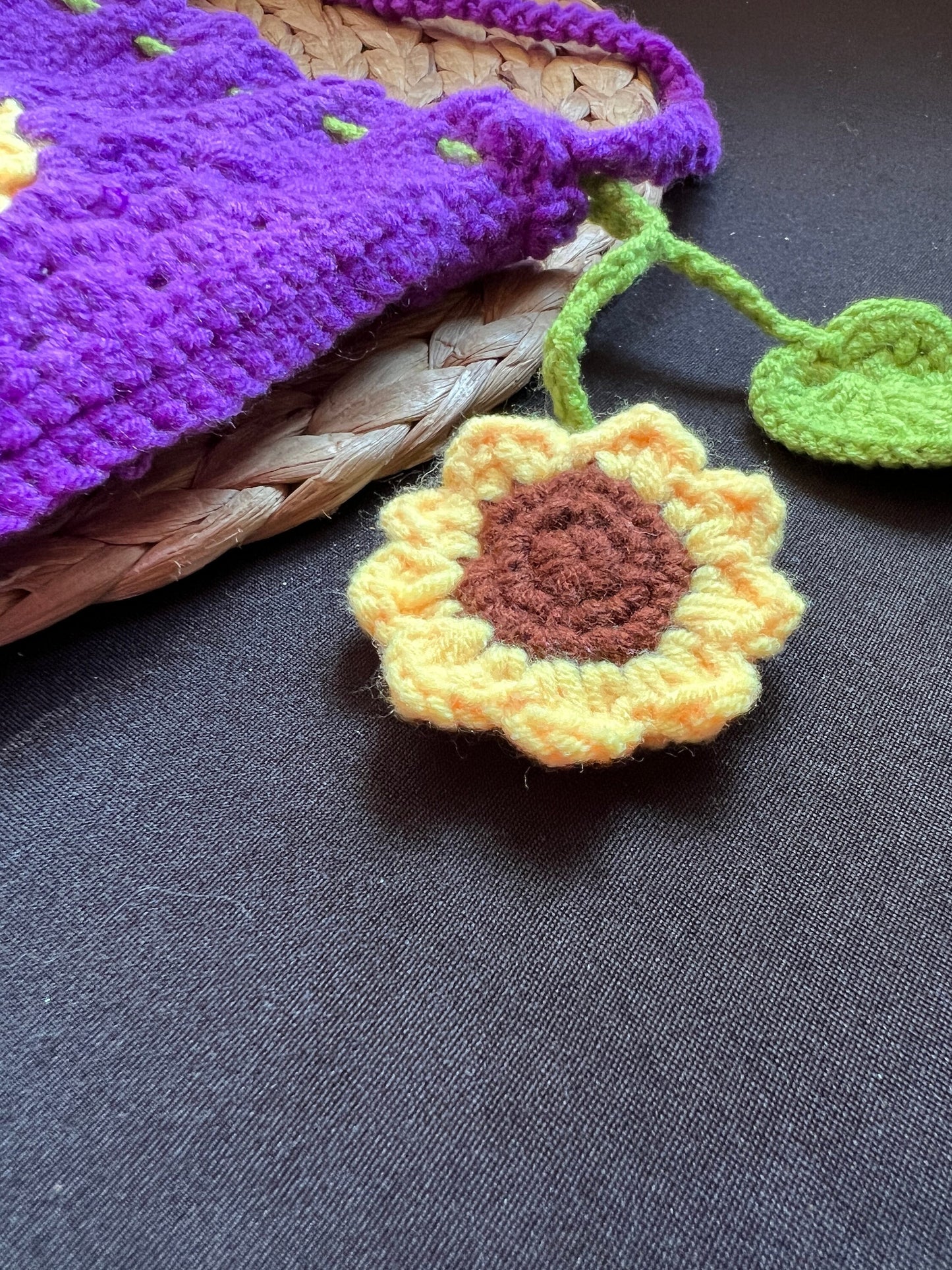 Crochet sun flowers crossbody Bag,Handmade flowers Bag,Knitted sun flowers Bag,crochet purse crossbody bagsready to ship, gift for her