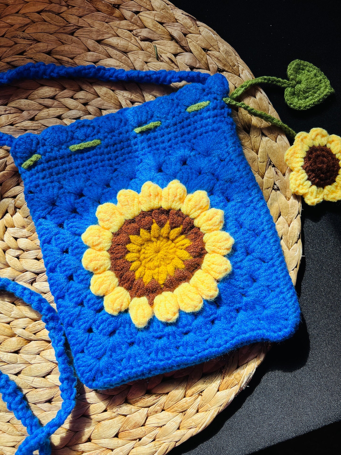 Crochet sun flowers crossbody Bag,Handmade flowers Bag,Knitted sun flowers Bag,crochet purse crossbody bagsready to ship, gift for her