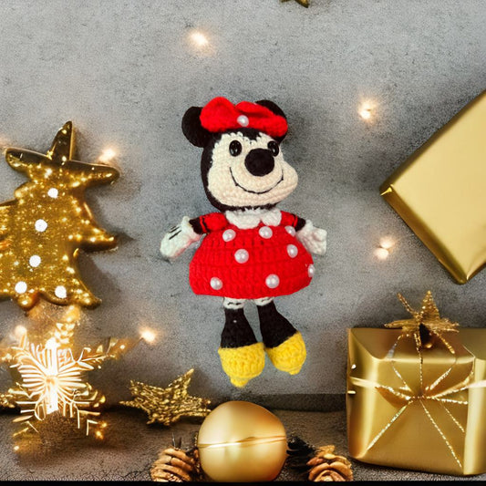 Crochet Minnie Mouse Doll - Handmade Cute Minnie Plush, Holiday Gift, Birthday Present, Party Decoration