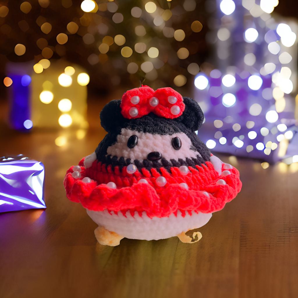 Crochet Minnie Mouse Doll - Handmade Cute Minnie Plush, Holiday Gift, Birthday Present, Party Decoration
