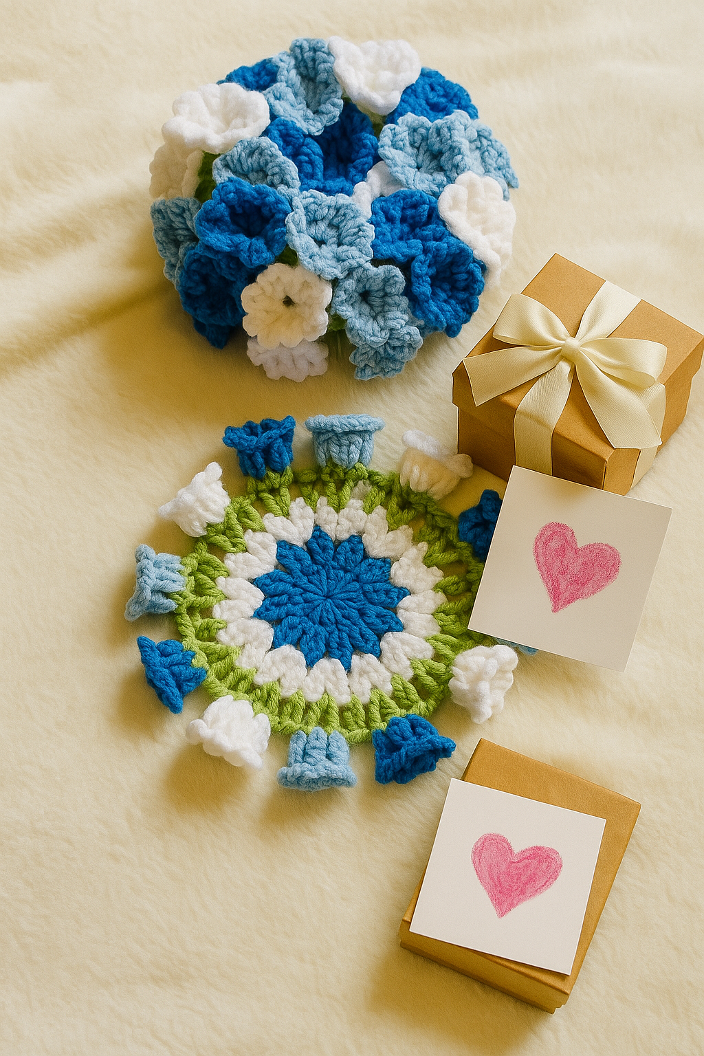 Flower shaped Crochet Coaster,Mother’s Day gift, Lily of  Valley Woven Coasters, floral Crochet, Coffee Mug Coaster, Handmade Table Decor