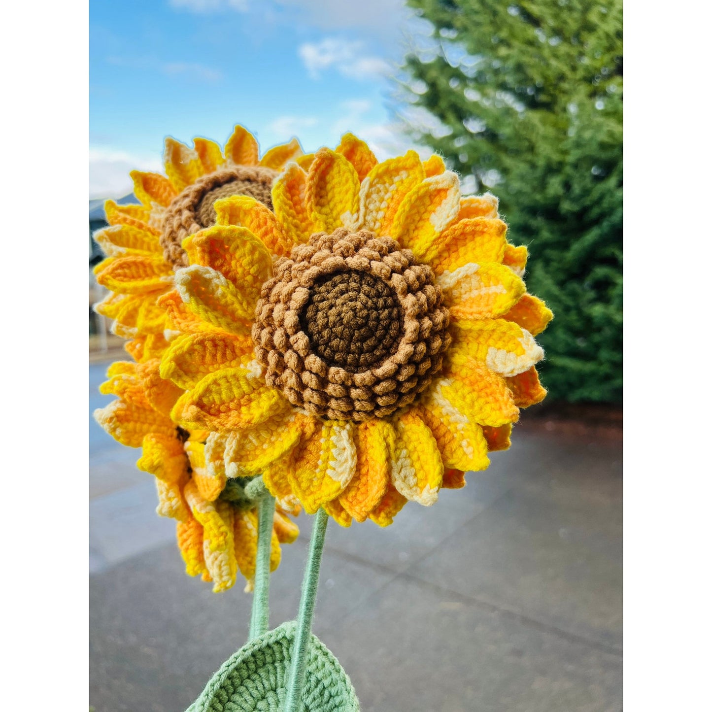 Crochet sunflower bouquet,Halloween gift double layer sunflower, handmade knitted gift, gift for mom, unique gift, special anniverary gift