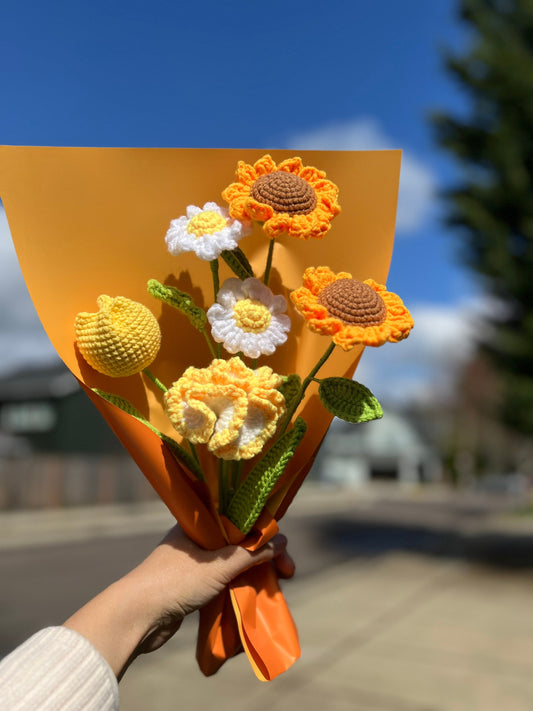 Crochet flowers bouquets, mother’s Day gift, gift for her, handmade flowers, sunflowers,tulips,daisy, anniversary gifts