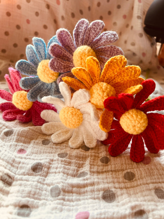 Crochet Daisy Bouquet, Rainbow Daisy Bunch, Crochet Floral Arrangement, Knitted flowers , Office Decor, Gift for Her, Thanksgiving gift