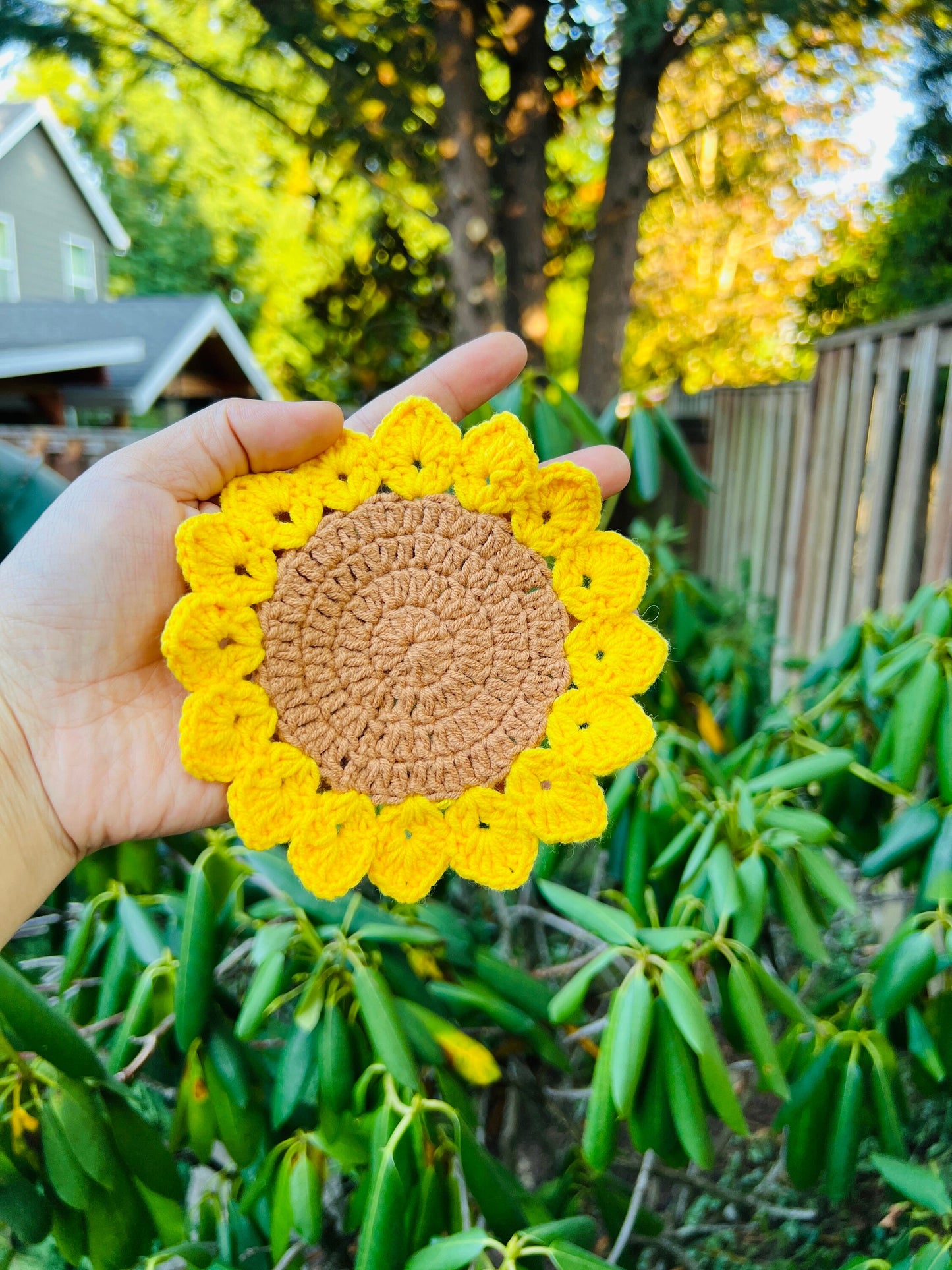 Handmade Crochet Sunflower Coaster, Set Coasters, Mother’s Day Gift, for mom, Knitted Sunflowers set, Birthday Day gift,Anniversary gif