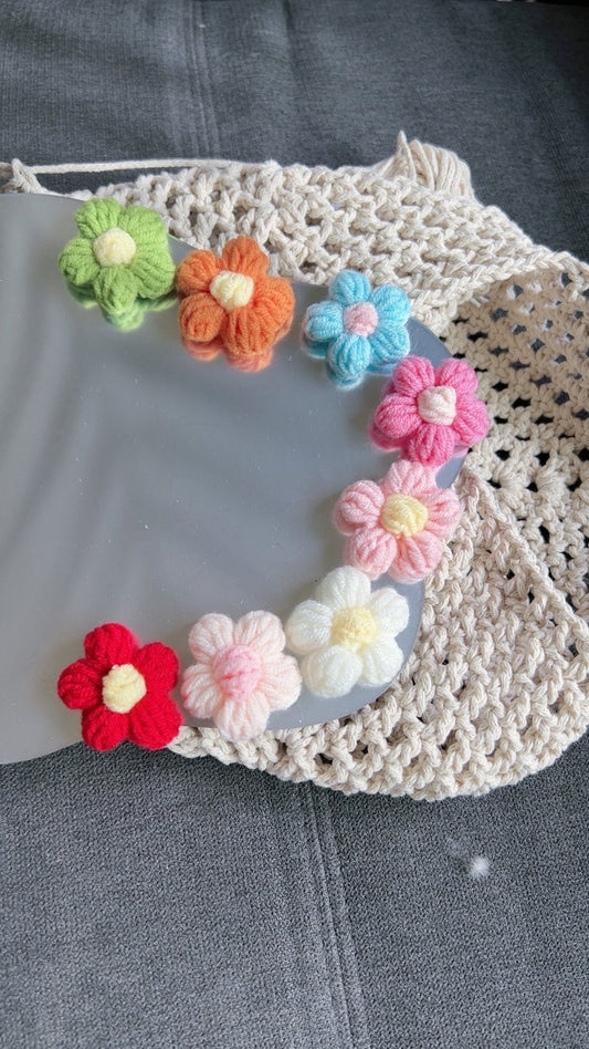 crochet puff flowers, crochet flowers